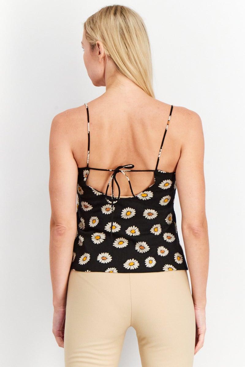 ASOS بلوزة نسائية بلا أكمام بتصميم زهري، مجموعة سوداء - Image 2